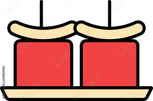 Paneer Tikka Icon In Red And Yellow Color.