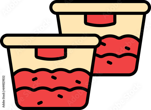 Two Ice Box Icon In Red And Yellow Color.