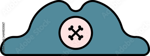 Crossbones Symbol On Cap Icon In Blue And Pink Color.
