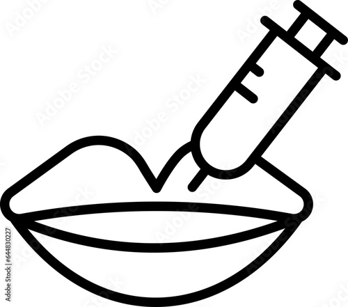 Isolated Lip Botox Icon Or Symbol In Line Art.