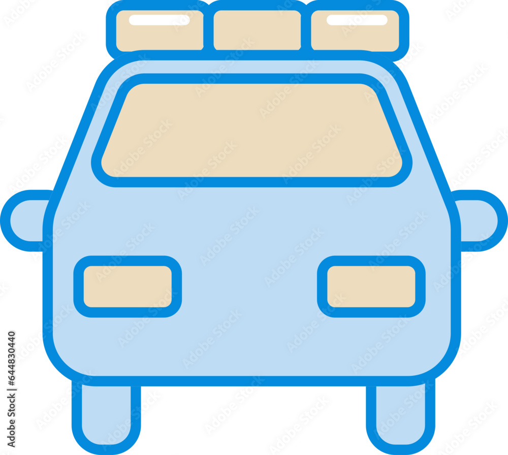 Police Van Icon In Blue And Yellow Color. Police Van Icon In Blue And Yellow Color.