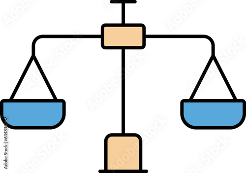 Scale Icon In Blue And Brown Color.