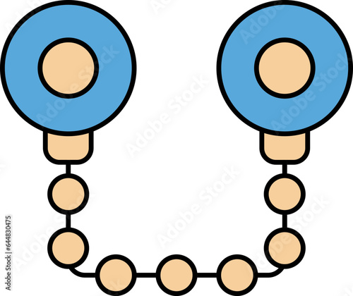 Handcuffs Icon In Blue And Brown Color.