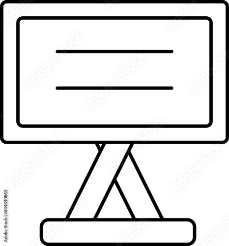 Whiteboard Icon In Black Outline.