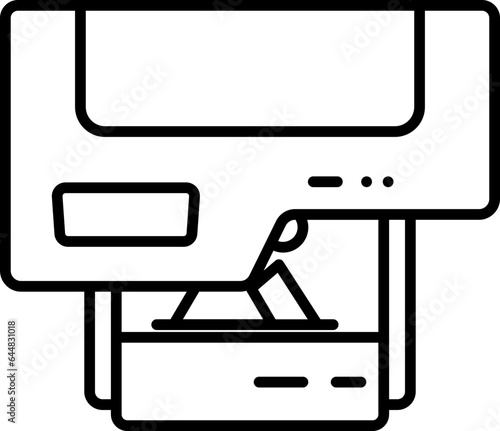 Top View Printer Icon In Black Outline.