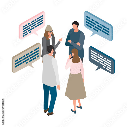 アイソメトリック_男性と女性の口コミ評価のイメージイラスト