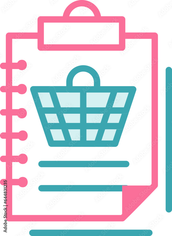 Basket Symbol On Report Red And Teal Icon. Basket Symbol On Report Red And Teal Icon.