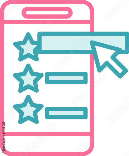 Click Star Option In Smartphone Screen Red And Teal Icon.