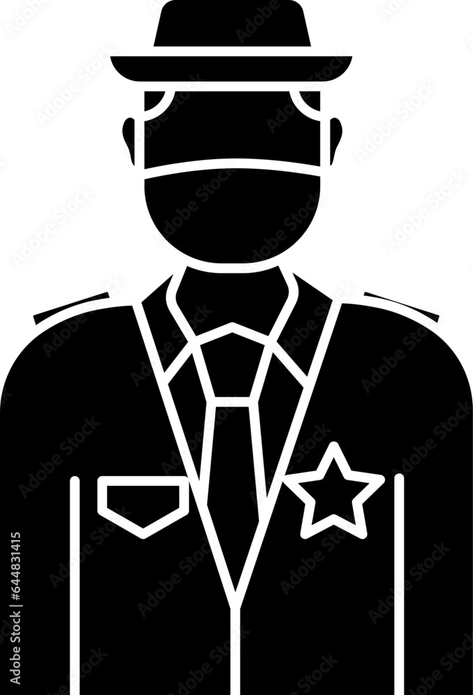 Glyph Style Male Sheriff Wearing Mask Icon. Glyph Style Male Sheriff Wearing Mask Icon.
