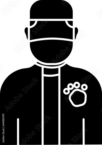 Male Veterinary Wear Mask Icon In B&W Color.