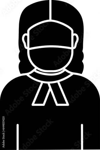 Black And White Female Judge Wear Mask Icon.