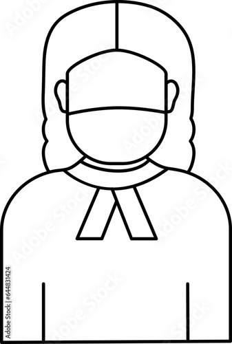 Female Judge Wear Mask Icon In Stroke Style.