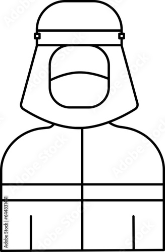 Black Outline Human Wear PPE Kit Icon.