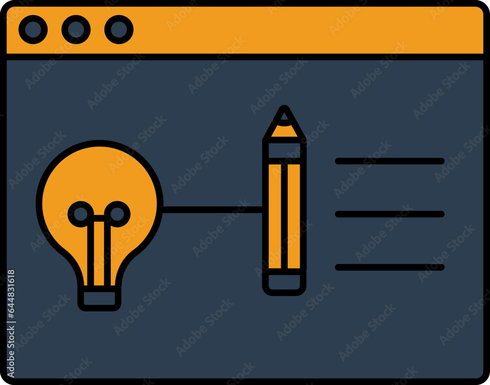 Creative Web Page Icon In Blue And Orange Color.