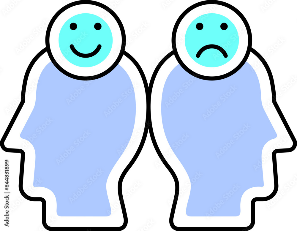 Happy And Sad Mind Blue Icon. Happy And Sad Mind Blue Icon.