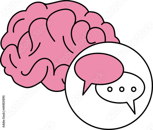 Brain Message Icon In Pink And White Color.