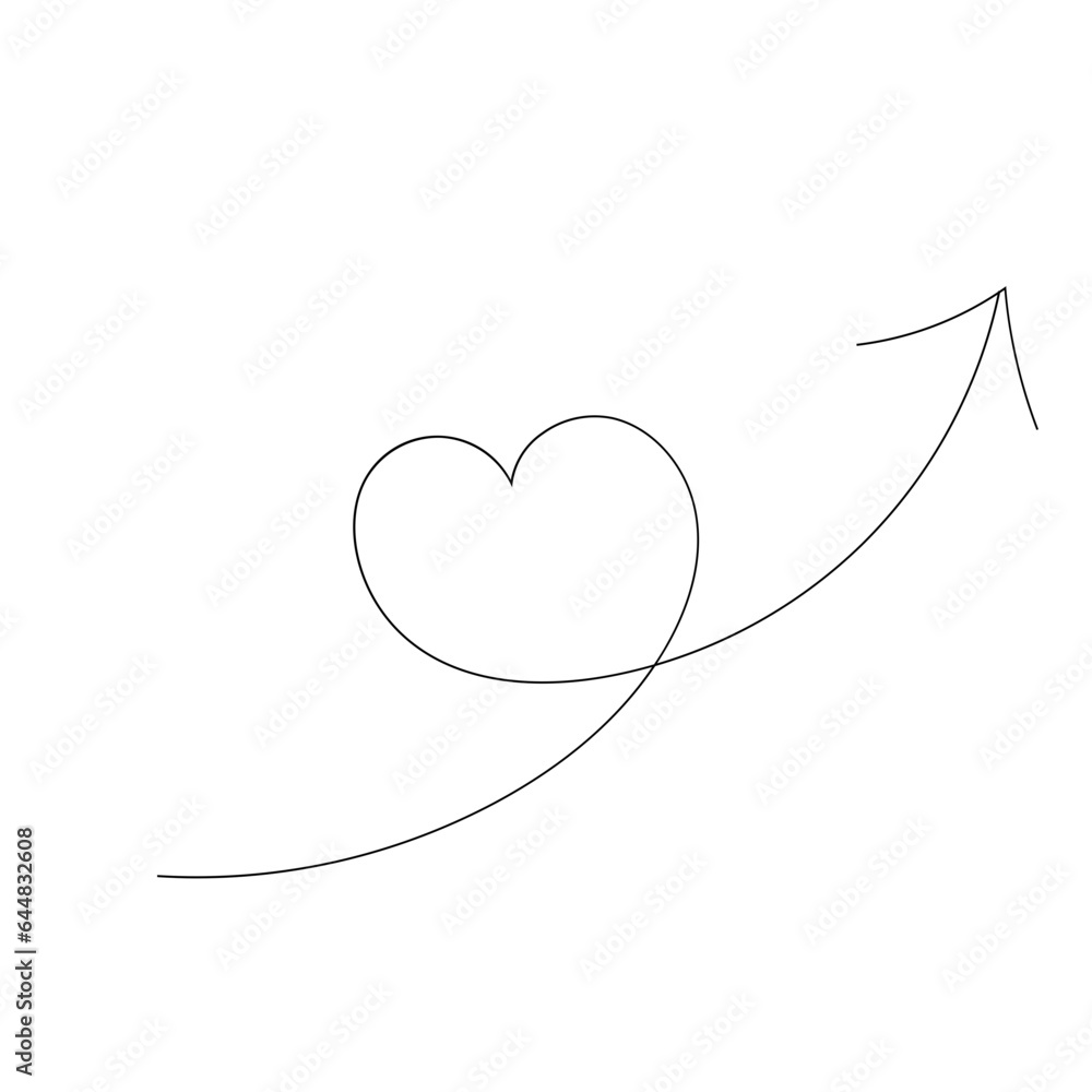Heart arrow thin line illustration