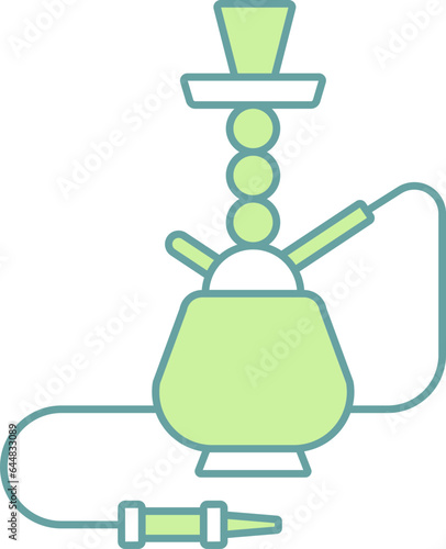 Illustration Of Hookah Icon In Green And White Color.