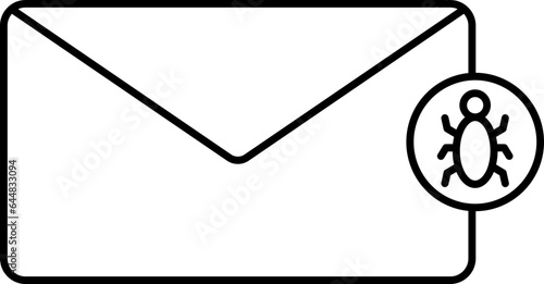 Infected EmaiL Icon In Black Line Art.