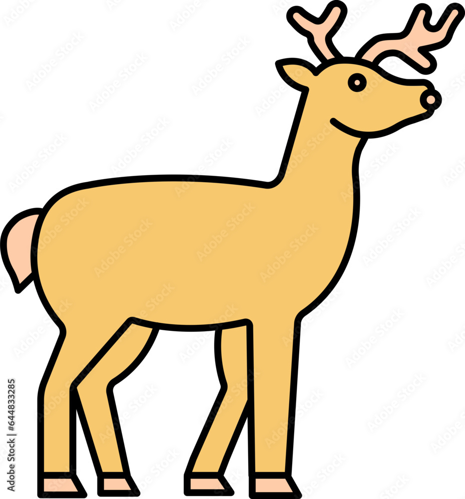 Flat Style Reindeer Icon In Yellow And Orange Color.