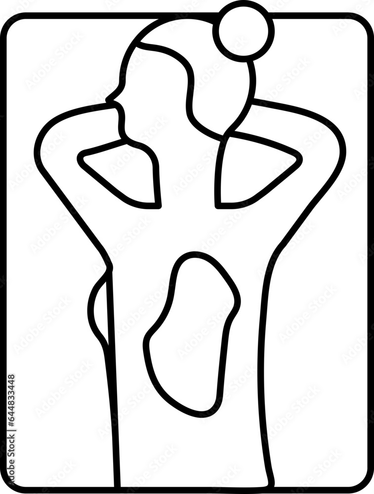 Female Back Massage Icon In Thin Line Art. Female Back Massage Icon In Thin Line Art.