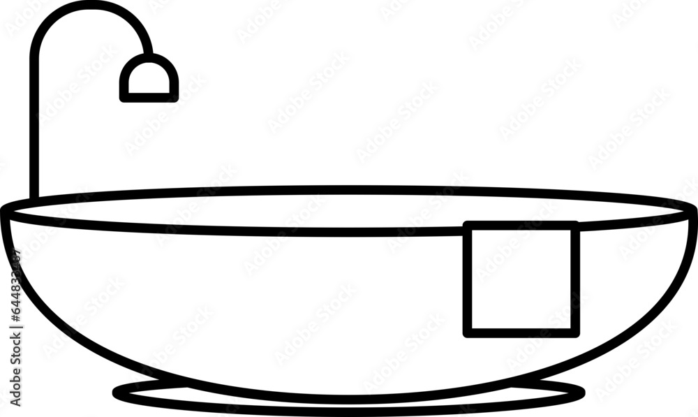 Bathtub Icon Or Symbol In Thin Line Art. Bathtub Icon Or Symbol In Thin Line Art.
