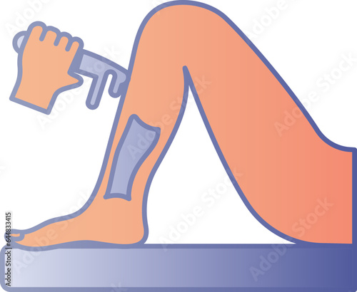Illustration Of Waxing Over Leg Icon In Blue And Orange Color.