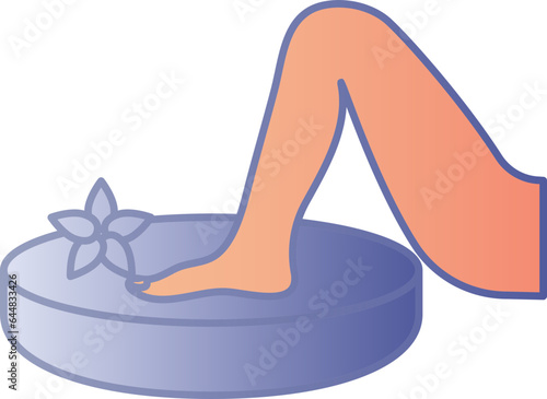 Foot Massage Or Pedicure Icon In Blue And Orange Color.
