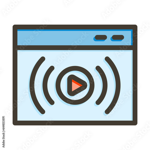 Livestream Vector Thick Line Filled Colors Icon Design Vector Thick Line Filled Colors Icon Design