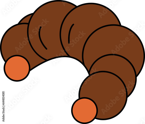 Illustration Of Croissant Icon In Brown And Orange Color.