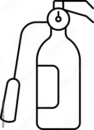 Fire Extinguisher Icon In Black Line Art.