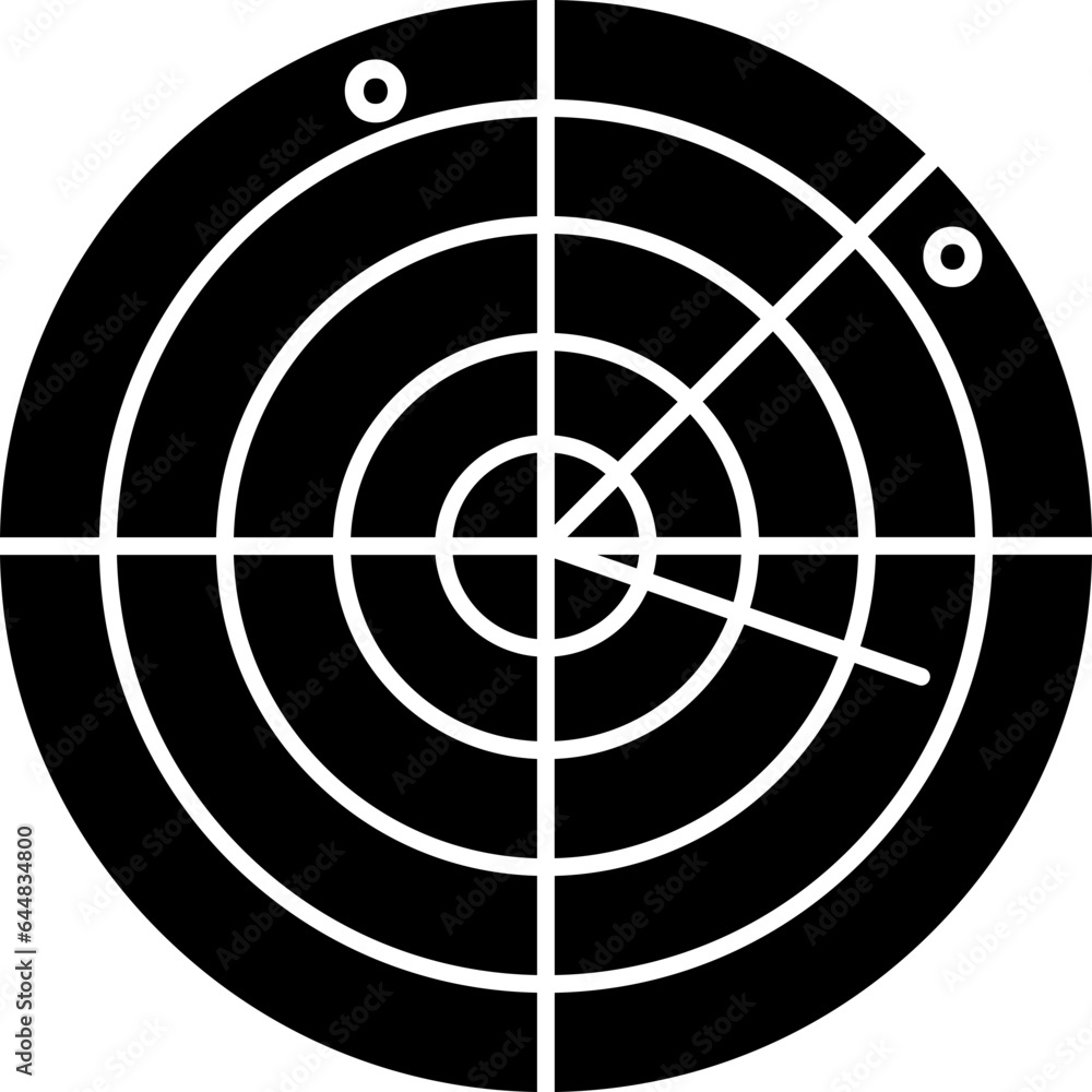 Illustration Of Radar Icon In Black And White Color. Illustration Of Radar Icon In Black And White Color.