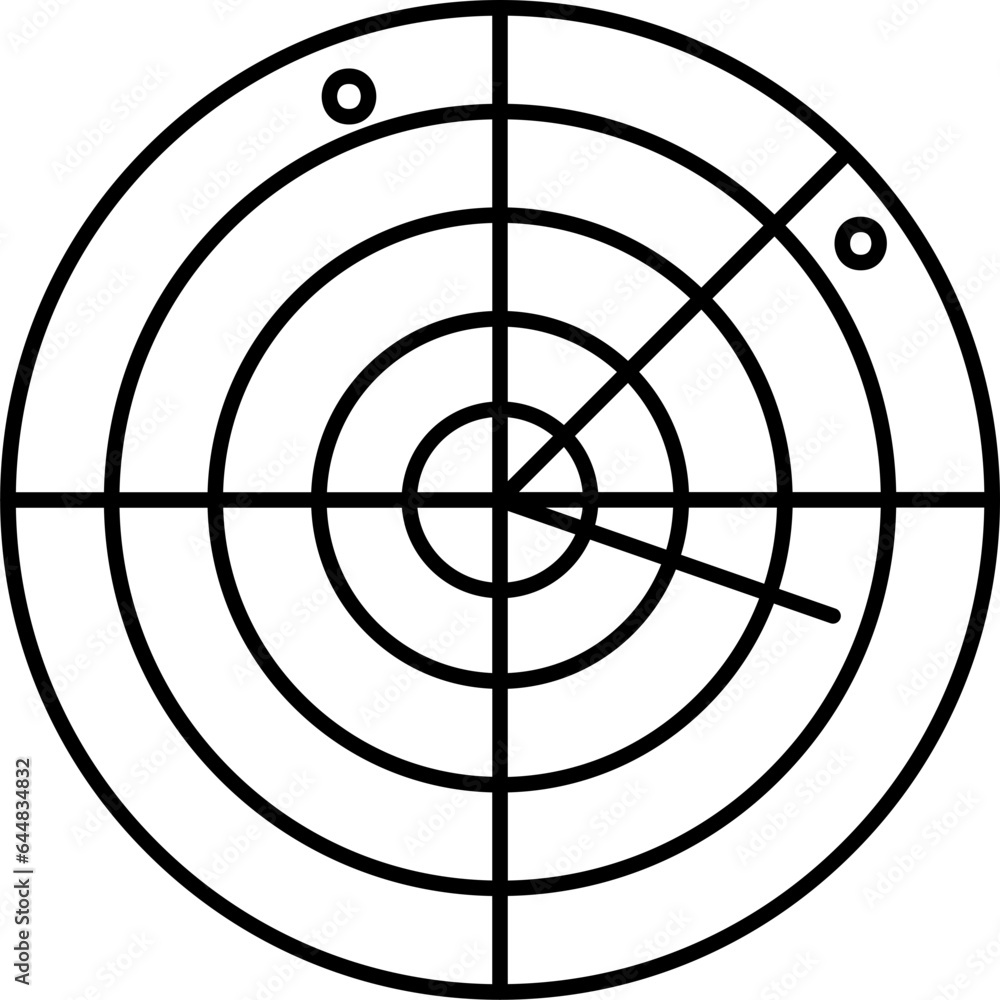 Illustration Of Radar Icon In Thin Line Art. Illustration Of Radar Icon In Thin Line Art.