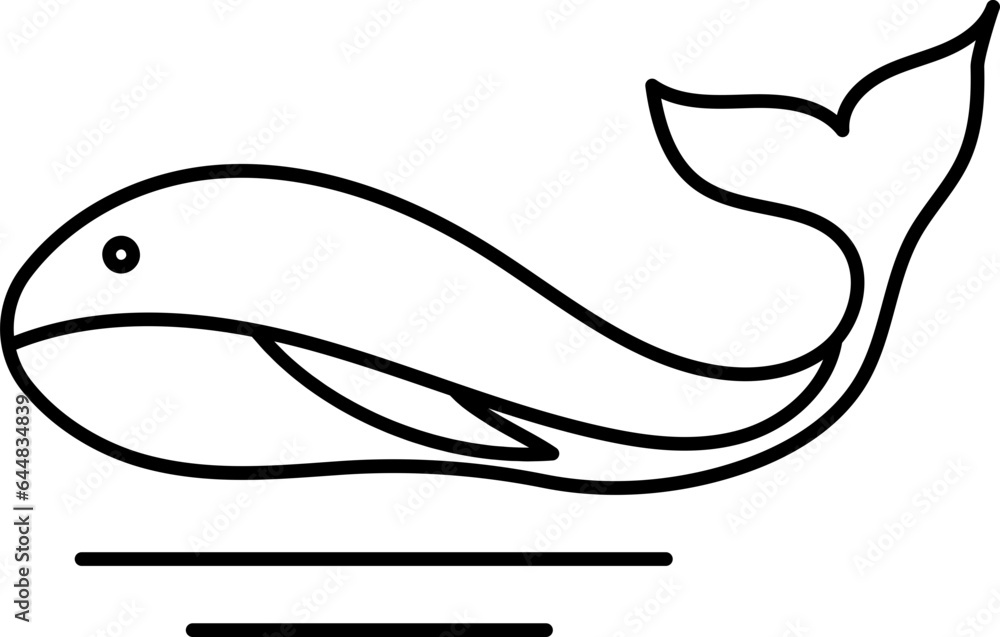 Linear Style Whale Icon Or Symbol. Linear Style Whale Icon Or Symbol.