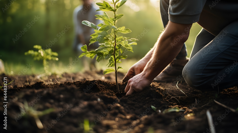 Fototapeta premium Person planting a tree