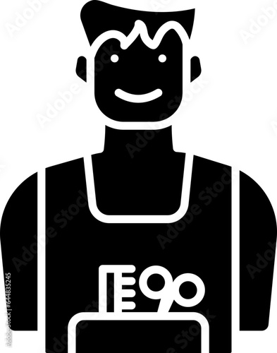 Black And White Barber Man Icon.