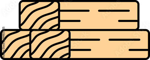 Wood Plank Stack Icon In Yellow Color.