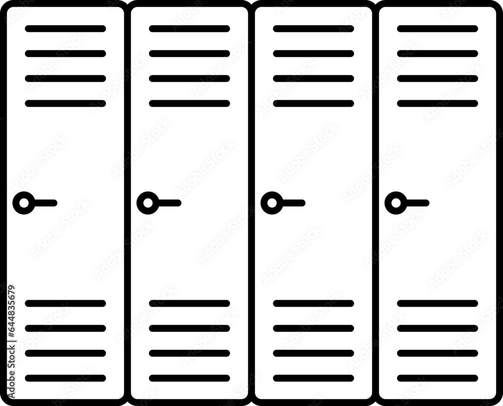 Black Line Art Illustration Of Locker Icon. Black Line Art Illustration Of Locker Icon.