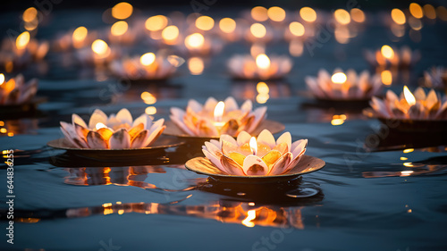 the serene beauty of diyas floating on water, as commonly seen during Diwali celebrations © PRI