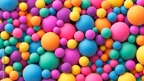 Colorful balls background for kids zone or children's playroom. Many colorful random bright soft balls background. Huge pile of colorful balls in different sizes. Vector background