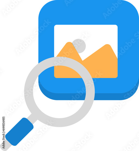 Colorful Searching Scenery Icon In Flat Style.