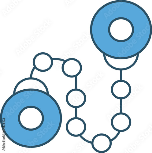 Handcuffs Icon In Blue And White Color.