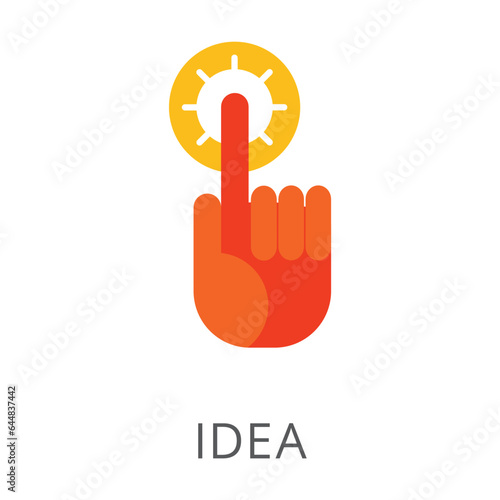 Index finger pointing up as symbol of idea flat vector icon. Cartoon drawing or illustration of symbol for new idea or insight on white background. Innovation, creativity, brainstorming concept