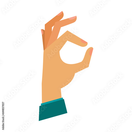 Hand showing OK sign vector. Multicolored flat vector icon representing hand gestures and actions concept isolated on white background