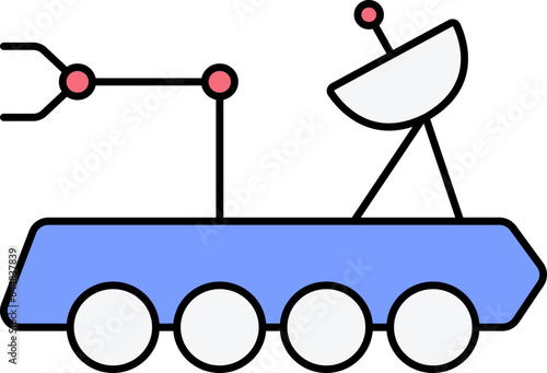 Mars Rover Flat Icon In Blue And White Color.