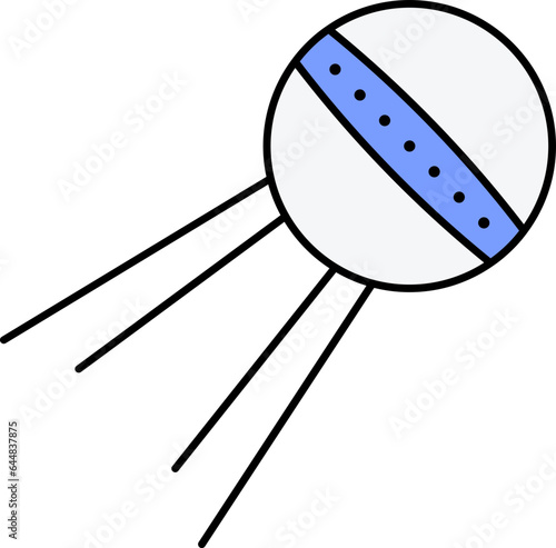 Blue And White Sputnik Flat Icon.