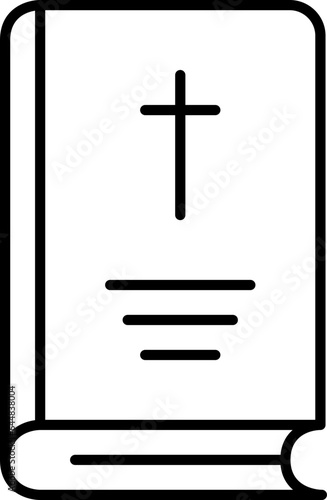 Flat Style Bible Book Line Art Icon.