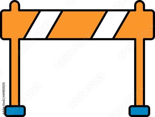 Orange And White Color Barrier Icon In Flat Style.