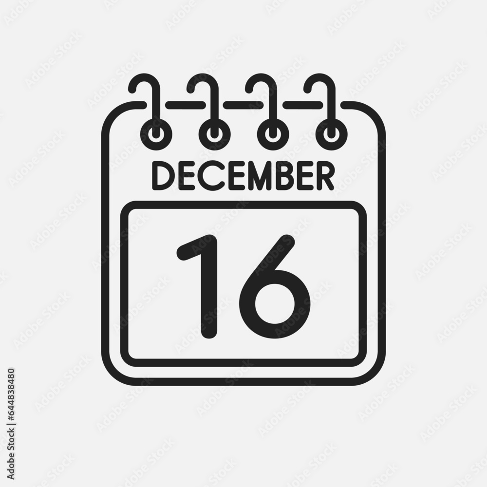 Icon page calendar day - 16 December Icon page calendar day - 16 December