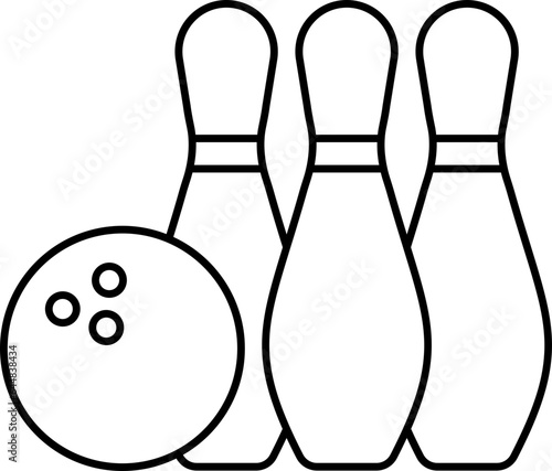 Bowling Pin With Ball Line Art Icon.
